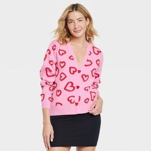 SOLD-Targets Women Valentine’s Day graphic cardigan